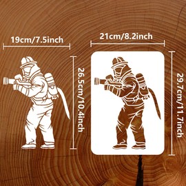 FINGERINSPIRE Fireman Painting Stencil 21 x 29.7 cm Reusable Fireman Pattern Drawing Template DIY Art Fire Theme Decor Stencil for Painting on Wood Wall Fabric Paper Furniture