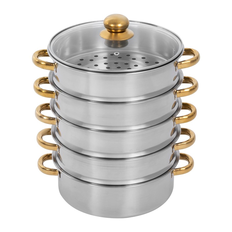 5 Tier Stainless Steel Steamer Pot, 11.8In/30cm Food Steamer Cookware