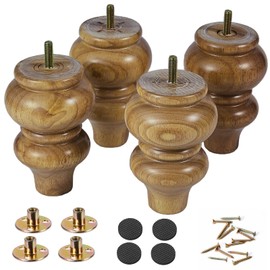 Wood Furniture Legs Sofa Legs Pack of 4,Round Couch Legs Espresso Mid Century Desk Legs,Sofa Replacement Parts,for Dresser Legs Sideboard Recliner Couch Circle Chair Couch Riser (5inch, wood color)