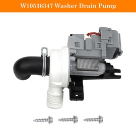 Updated W10536347 Washer Drain Pump Assembly with 3 Mounting Screws -Exact for Whirlpool Cabrio, Kenmore Oasis, and Maytag Bravos model washing machines(1 Year Warranty ）