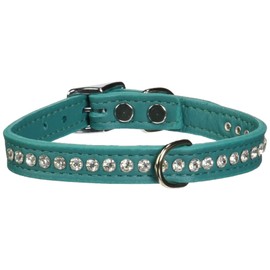 OmniPet Signature Leather Crystal and Leather Dog Collar, 14", Jade
