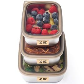 Modaniam Flexibento - Stainless Steel Nesting Lunch Containers with clear Silicone Lids, Leak Proof & Dishwasher Safe|Set -20,30, 40 OZ| Bento Box | Meal prep|Metal lunch Box for adults