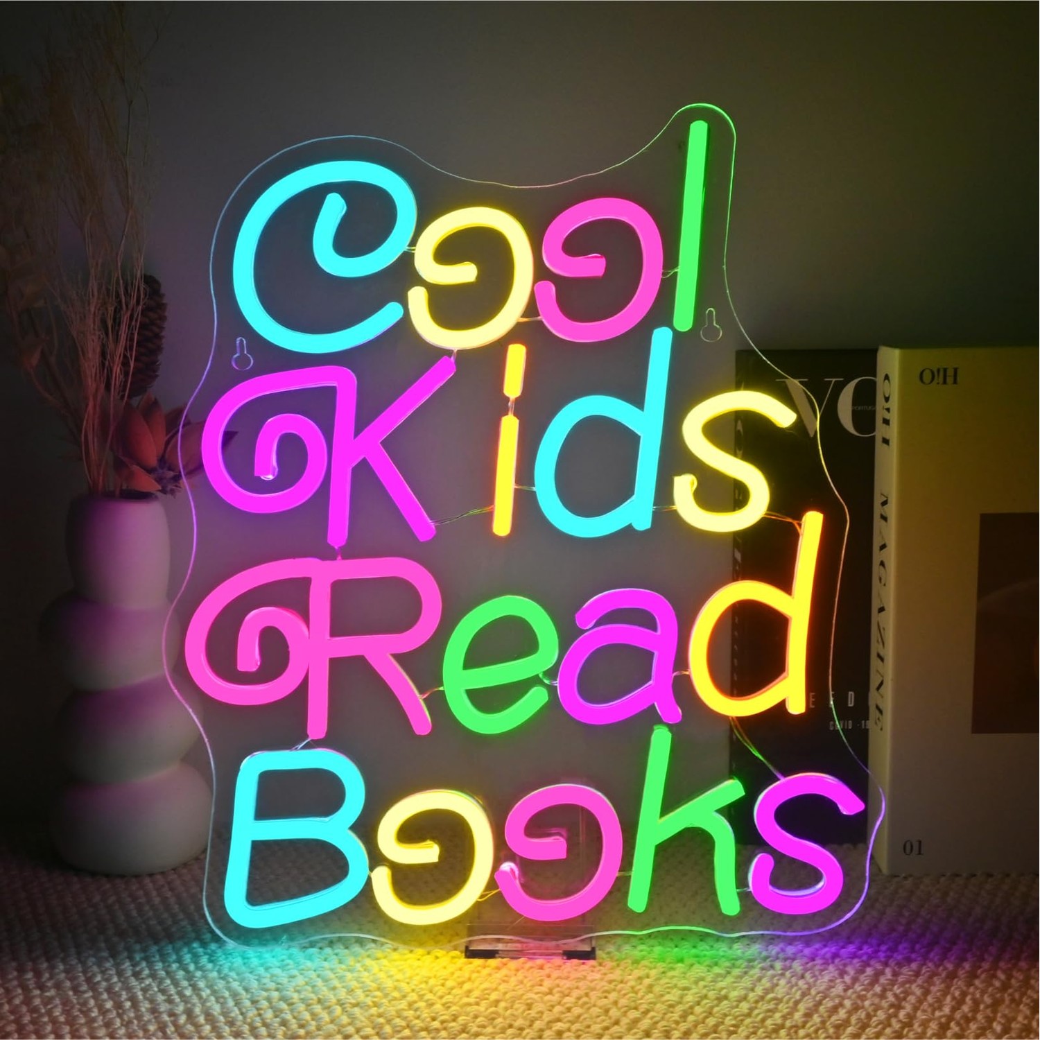 FAXFSIGN Cool Kids Read Books Neon Sign for Wall Decor Reading Neon ...