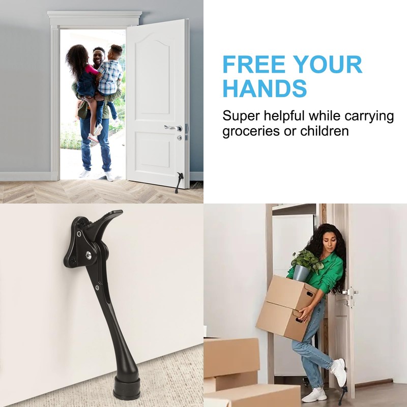 6 Inch Black Kick Down Door Stoppers for Bottom of