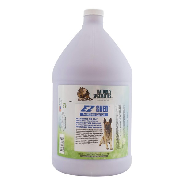 Nature's Specialties Deshedding Dog Conditioner for Pets, Concentrate 24:1, Made in USA, EZ Shed, 1gal