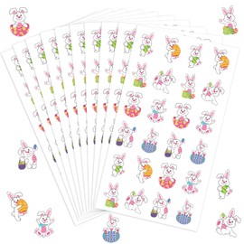 Whaline 480Pcs Easter Bunny Stickers Assorted Easter Egg Adhesive Tag Stickers Cute Rabbit Decorative Label Decals for Classroom Awards Decor Spring Party Supply Present Sealing, 8 Designs
