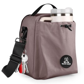 Sports rabbit Insulated Lunch Bag for Men–Compatible with 30/40OZ Handle & Straight Bottles–Leakproof Cooler Tote, Wax-Coated Oxford, Adjustable Strap–Perfect for Work, Travel, Picnics (Coffee Brown)