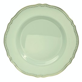 OCCASIONS 120 Plates Pack, Heavyweight Disposable Wedding Party Plastic Plates (7.5'' Appetizer/Dessert Plate, Rochelle Seafoam/Mint & Gold)