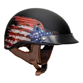 VCAN Cruiser Half Face Motorcycle Helmet with Drop-Down Sun Visor, Removable Peak and Quick Release Buckle
