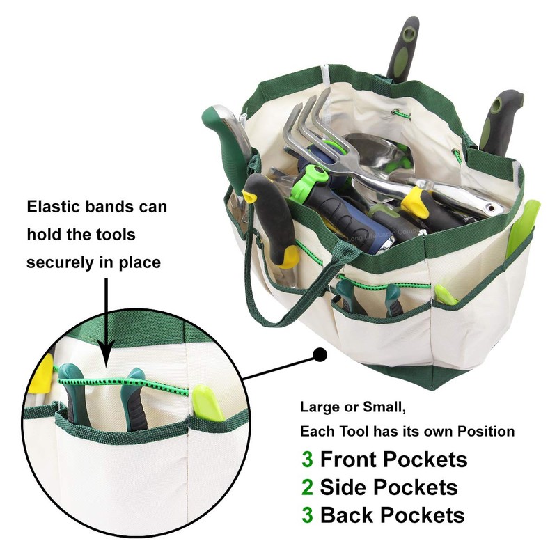 Garden Tool Bag Organizer Heavy Duty 8 Pocket Gardening Hand
