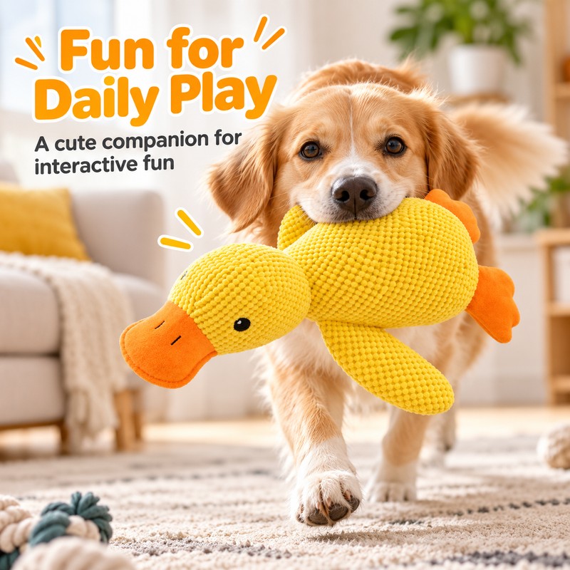 Squeaky Duck Plush Dog Toy for Interactive Play – Soft
