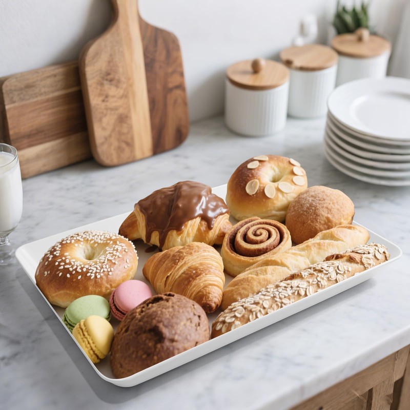 PSFTREY 4-Pack Plastic Large White Serving Trays Set - Reusable