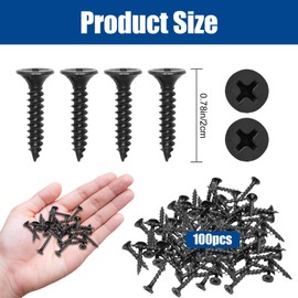 #4 x 0.78” Self Tapping Screws, 100 Pcs Phillips Wood Screws, Pan Head Screws for Wall Panel Screw Replacement (Black)
