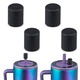 CERCGVEL 4 Pack Magnetic Straw Caps Compatible with BrüMate All Era and Resa Tumblers, Silicone Straw Caps Toppers Compatible with Brumate Accessories, Covers Protectors BPA Free (Black)
