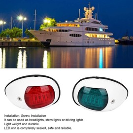 Marine Navigation Light Signal Lamp DC 12V 3W Red and Green LED Waterproof Boat Lighting [White]