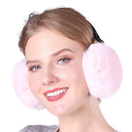 LOXASUM Womens Faux Fur Winter Ear Warmers Covers Adjustable Cable Knit Furry Fleece Earmuffs for Cold Weather