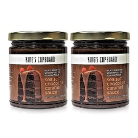 King's Cupboard Sea Salt Chocolate Caramel Sauce - The Perfect Sea Salt Chocolate Caramel Sauce for Topping Ice Cream & Desserts, Chocolate Coffee Drizzle, Fondue, Ganache - Gluten-Free, Kosher, All Natural 10.4 oz (Pack of 2)