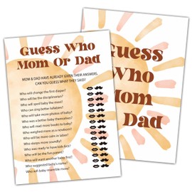 Huastatewolf Baby Shower Games for Boy, Boho Sun Find Who Mom or Dad Baby Shower Game, Sunshine Here Comes The Son Gender Reveal Games, Set of 25 Cards(Bohosun004)