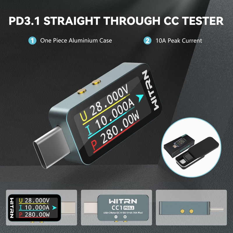 Heemol 2pcs 4-36V USB Tester Meter 10A Digital Current Meter