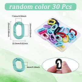 SOFPLATE 1 Box 30Pcs Oval Key Ring Spring Gate Rings Large Colorful Metal Open Tiger Connector Clasps Loose Snap Clip Hooks for Keychains Bags Purses Key Chains Bracelet Jewellery DIY Craft Making