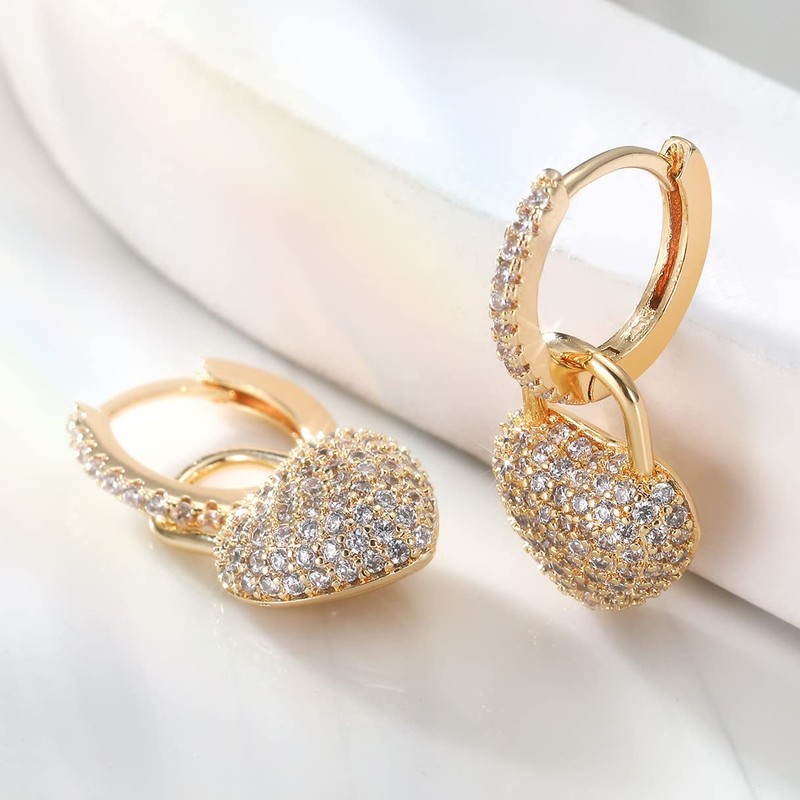 Flor Pendientes de Aro Para Las Mujeres, 18k Chapado en