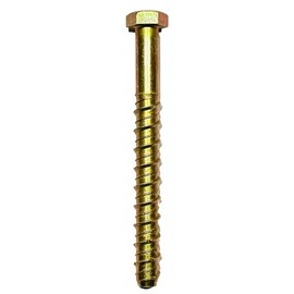 M12 (12mm) MultiScrew Masonry Concrete Self Tapping Anchor Screw Bolts with Hexagonal Head Hex Lightning Thunderbolt Ankerbolt Yellow Zinc Plated (4, M12 x 200mm)
