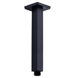 Brazo de ducha con brida montado en el techo tubo de extensión cuadrado de 8 pulgadas para cabezal de ducha de lluvia, acero inoxidable sólido, negro mate