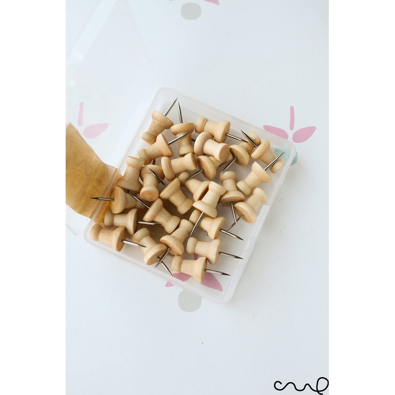 redchocol8® Light Brown Wooden Push Pins (A pack of 25