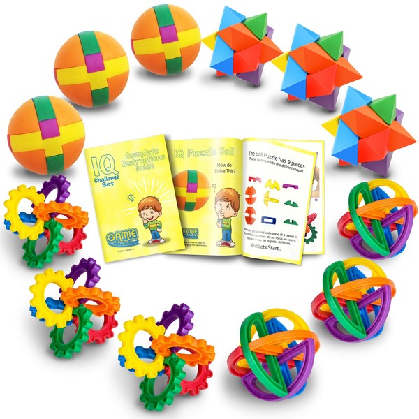 IQ Challenge Set, Fun Puzzle Balls with Free Colorful Instruction