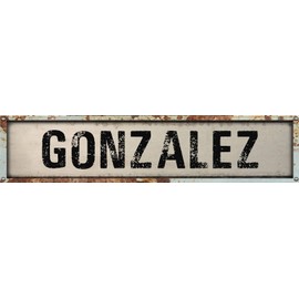 Gonzalez 8" Rectangle White Weathered Painted Metal Rustic Look Decal Bumper Sticker for use on Any Smooth Surface