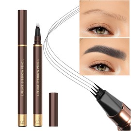 Espoce Eyebrow Pencil, 2Pcs Waterproof Microblading Eyebrow Pens, 4 Tip Precise Eye Brow Makeup Pen for Women to Effortlessly Create Hair Like Natural Brows, Non Dry Out and Last All Day (Black)