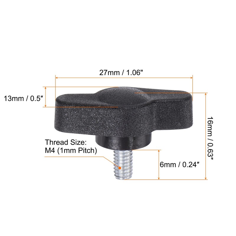 sourcing map 10pcs Tee Wing Knobs Thumb Screws M4 x