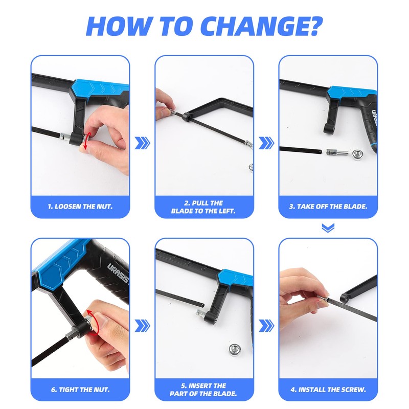 URASISTO Hacksaw Frame Set, 12“ Hacksaw Frame, 6'' Hacksaw Frame