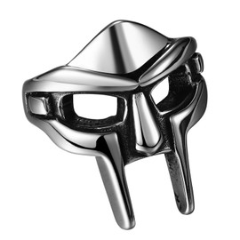 Flongo - Classic Men's Ring Helmet Rings with Spartan Mask Face Mask with Roman Gladiator Helmet MF Doom Ring Viking, Steel