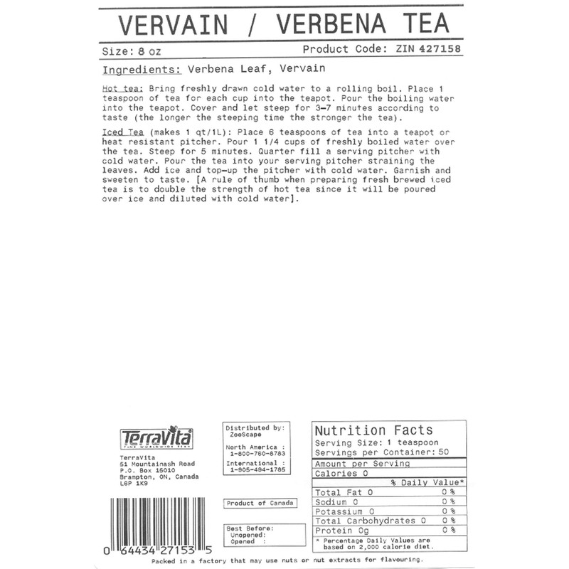 Vervain, Blue (Verbena) Tea (Loose) (8 oz, ZIN: 427158)