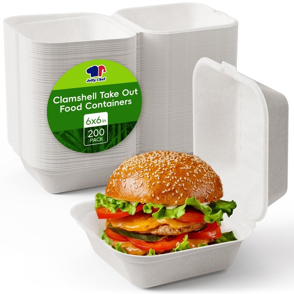 JOLLY CHEF Clamshell Take Out Food Containers, [6 * 6"