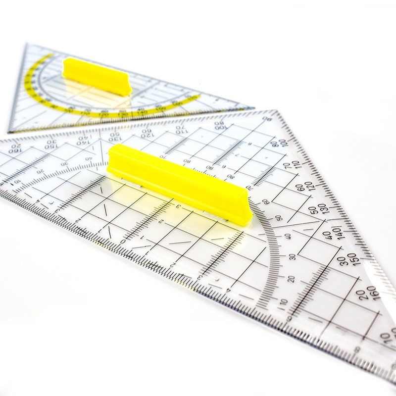 WUBAYI Set Square with Handle Transparent 14 cm Protractor for
