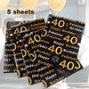 5Pcs 40th Birthday Wrapping Paper,50 * 70cm Gold Black Wrapping