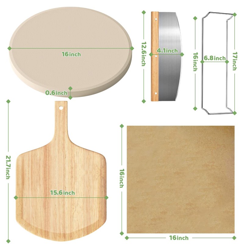 5 PCS Large Pizza Stone Set,Heavy Duty 16" Pizza Stone
