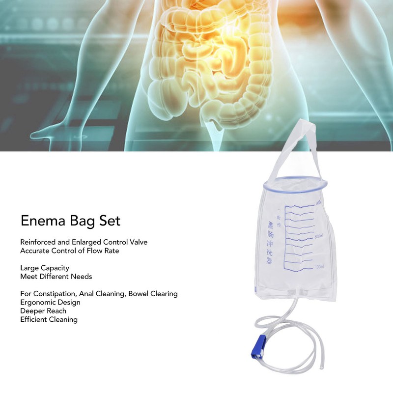 10PCS Enema Bag Set 1000ML Silicone Reusable Hangable Enema Cleaner
