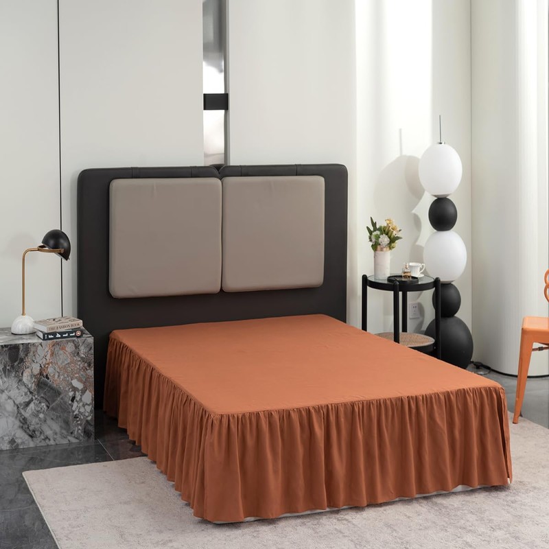 Terracotta Bed Skirt - King Size, 12 Inch Drop, Ruffled