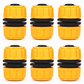 TOPWAYS 6 pack Hose Repair Connector, Quick Fix Extend Connector for 1/2" Graden Hose Pipe (Yellow)