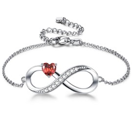 CERSLIMO Infinity Bracelet, Infinity Bracelet Women's Silver 925 Gold Rose Gold with Red Blue Green Heart Cubic Zirconia Gifts Mother's Day Birthday Valentine's Day for Girlfriend Women Girls Mum,