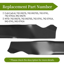 942-0741A Mower Blades Compatible with MTD Cub Cad et 21" Mower Deck, Mulching Blades Fit for Troy-Bilt TB130 TB210 Cub Cad et CC999ES SC500E, Replace 742-0741A 942-0741, 2 Pack