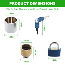 DSL-2 Hose Bibb Lock with Padlock Fits for 3/4" Faucet Or Hose Spigot, Outdoor Faucet Lock Prevents Water Theft Protect Hose Bibb (2 Pack)