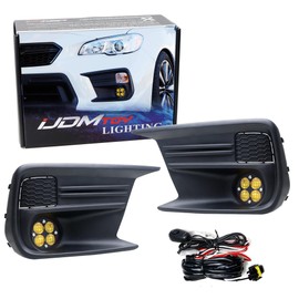 iJDMTOY Yellow Lens 24W High Power LED Wide Angle SAE Flood Beam Fog Light Kit w/Foglamp Bezels, Relay Wiring Harness Compatible With 2018-21 Subaru WRX/STI