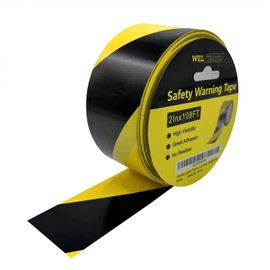 Caution Tape Adhesive, Black and Yellow Tape for Safety Warning, 2 Inch x 108 Ft Hazard Tape - Ideal for Marking Hazardous Areas, Warehouses Repair, Construction Scene