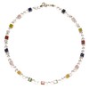Rock Crystal Jewellery Necklace with Colourful Gemstone Cube Clasp 925