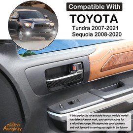 Aunginsy 4PCS Inner Door Handle Protector Cover Compatible with Toyota Tundra 2007-2021 & Sequoia 2008-2020, Car Interior Front Rear Door Grab Handle Panel Trim Sticker Decoration ABS Accessories