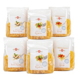 isiBisi Gluten-Free Pasta Sampler, 6-Pack - Penne, Rigatoni, Spirali Noodles - Non GMO Vegan, Made in Italy